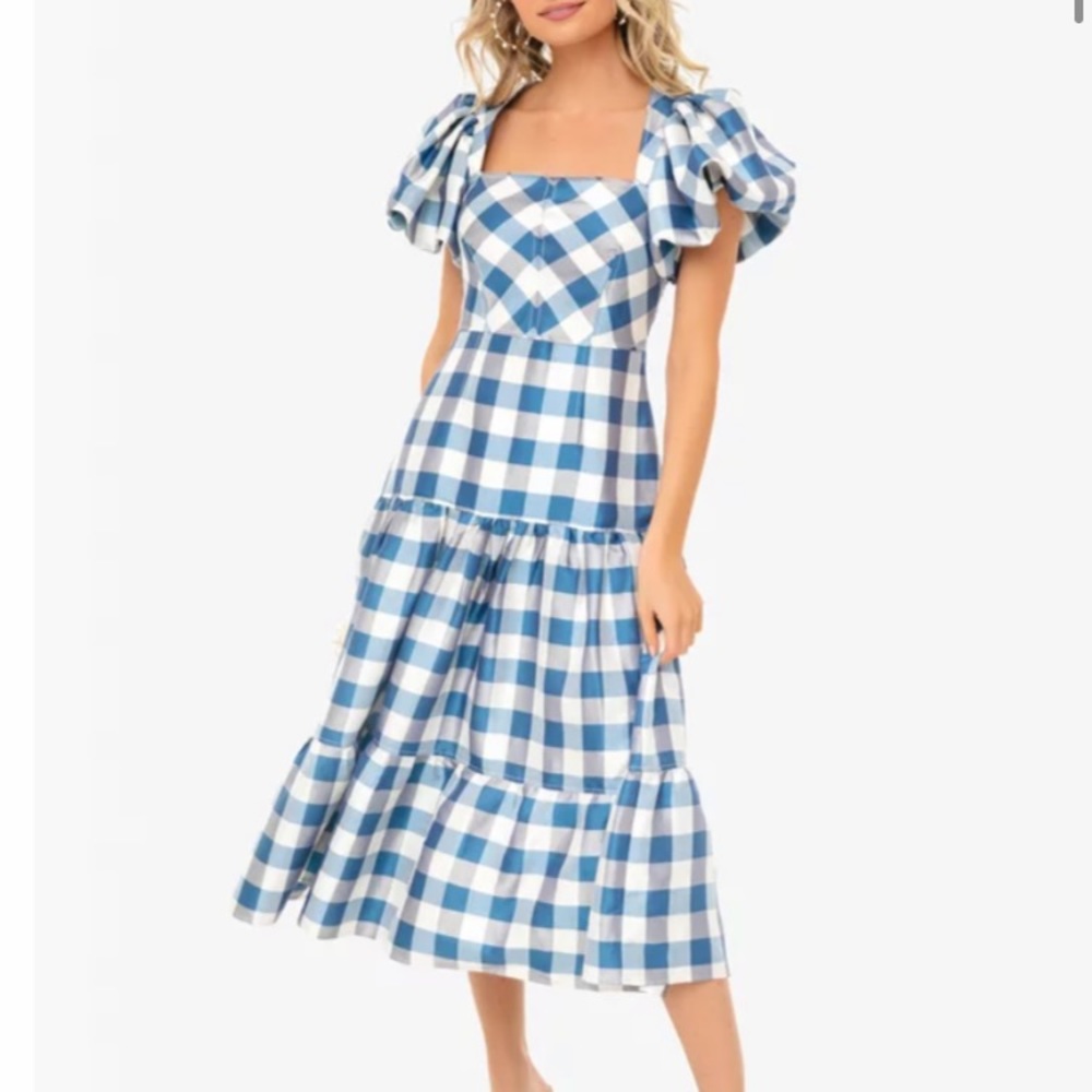 Hunter Bell NYC blue Cassidy gingham dress EUC